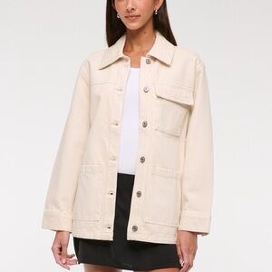 Abercrombie Cream Denim Utility Shirt Jacket